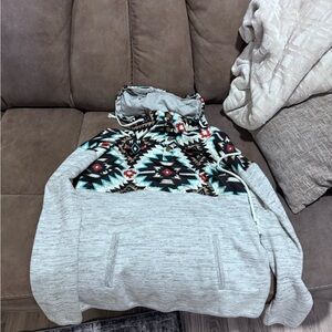 Aztec Pattern Gray Hoodie